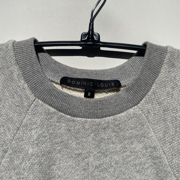 Dominic Louis Light Gray Short Sleeve Droptail Crop Top Sweatshirt sz 2 M - Picture 6 of 7